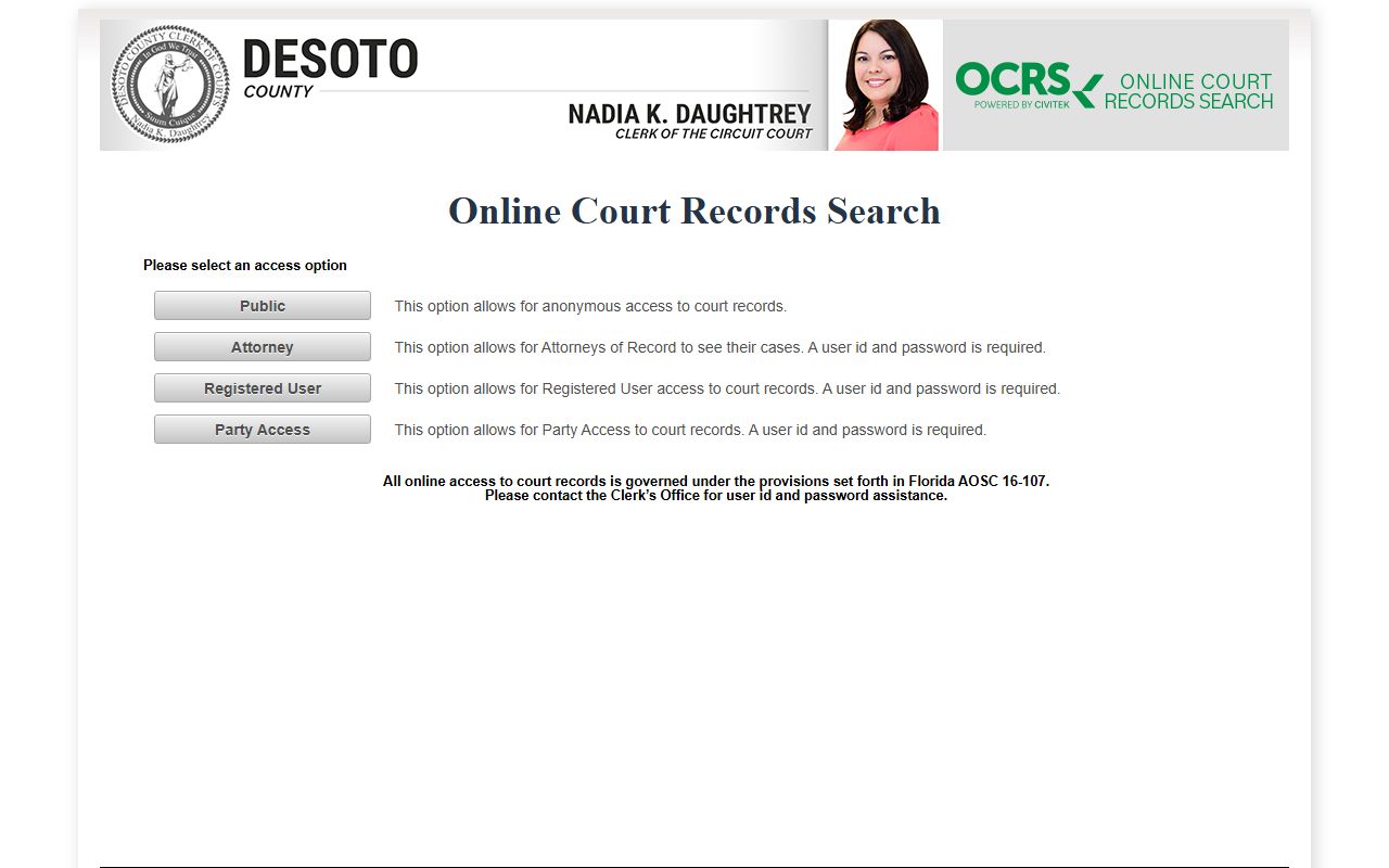 DeSoto County Civitek online court records access options after an arrest