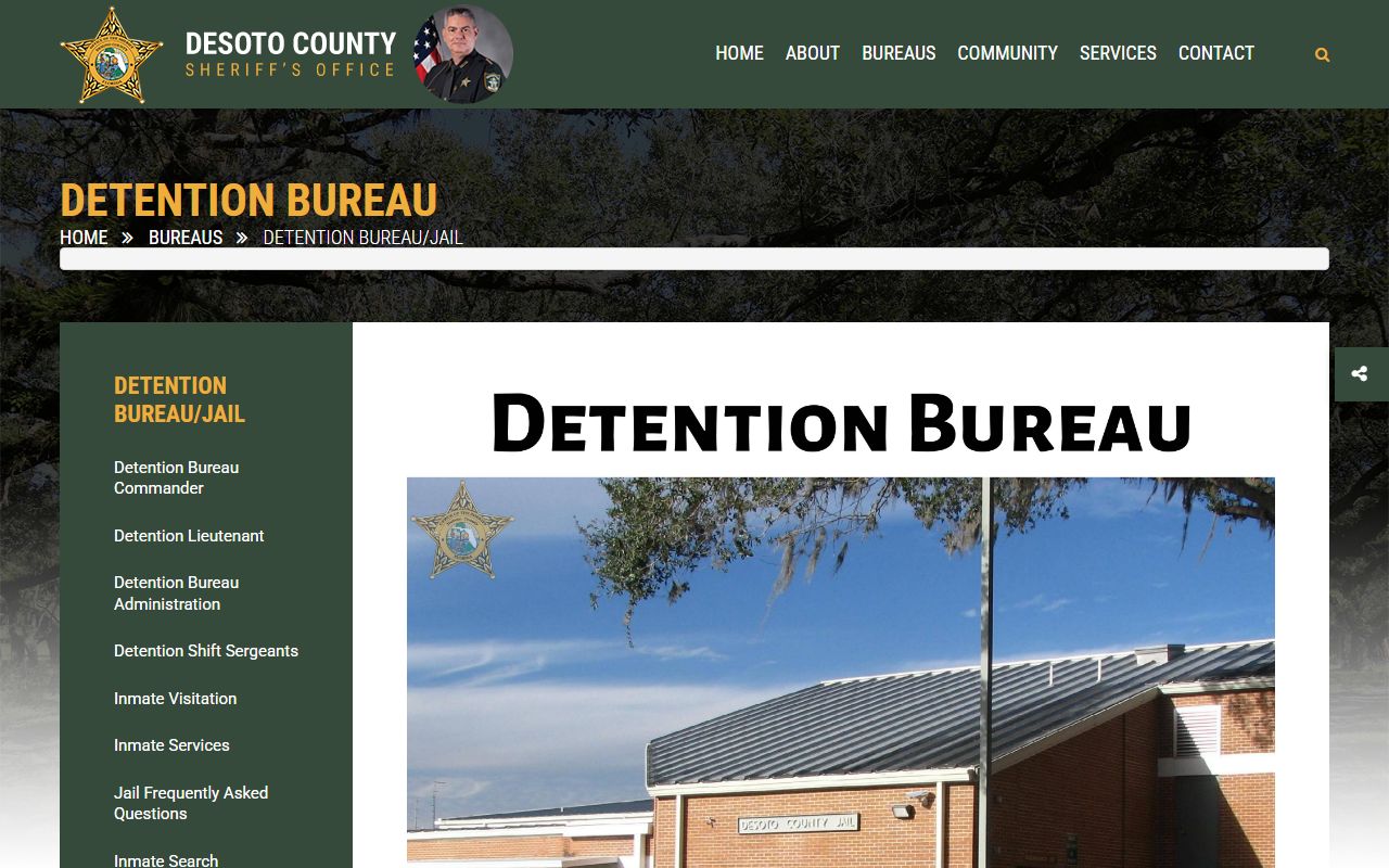DeSoto County Jail Detention Bureau page on the sheriff's website